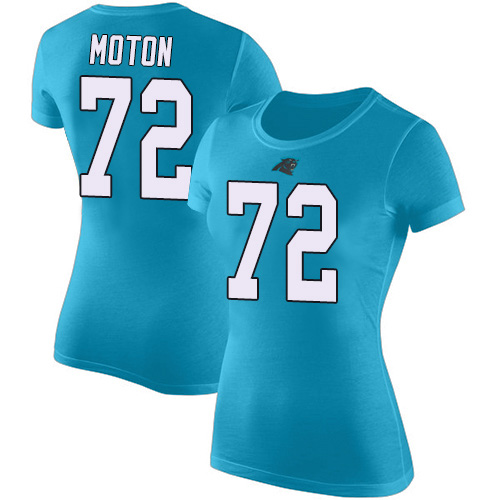 Carolina Panthers Blue Women Taylor Moton Rush Pride Name and Number NFL Football #72 T Shirt->carolina panthers->NFL Jersey